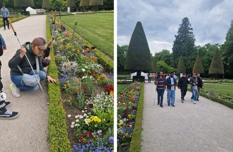 Ausflugsteilnehmende beim Rundgang durch den Hofgarten Ausflugsteilnehmende beim Rundgang durch den Hofgarten