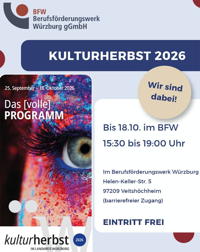 Die Fotocollage zeigt das offzielle Plakat des Kulturherbst und wiederholt die Eckdaten der Veranstaltung im BFW